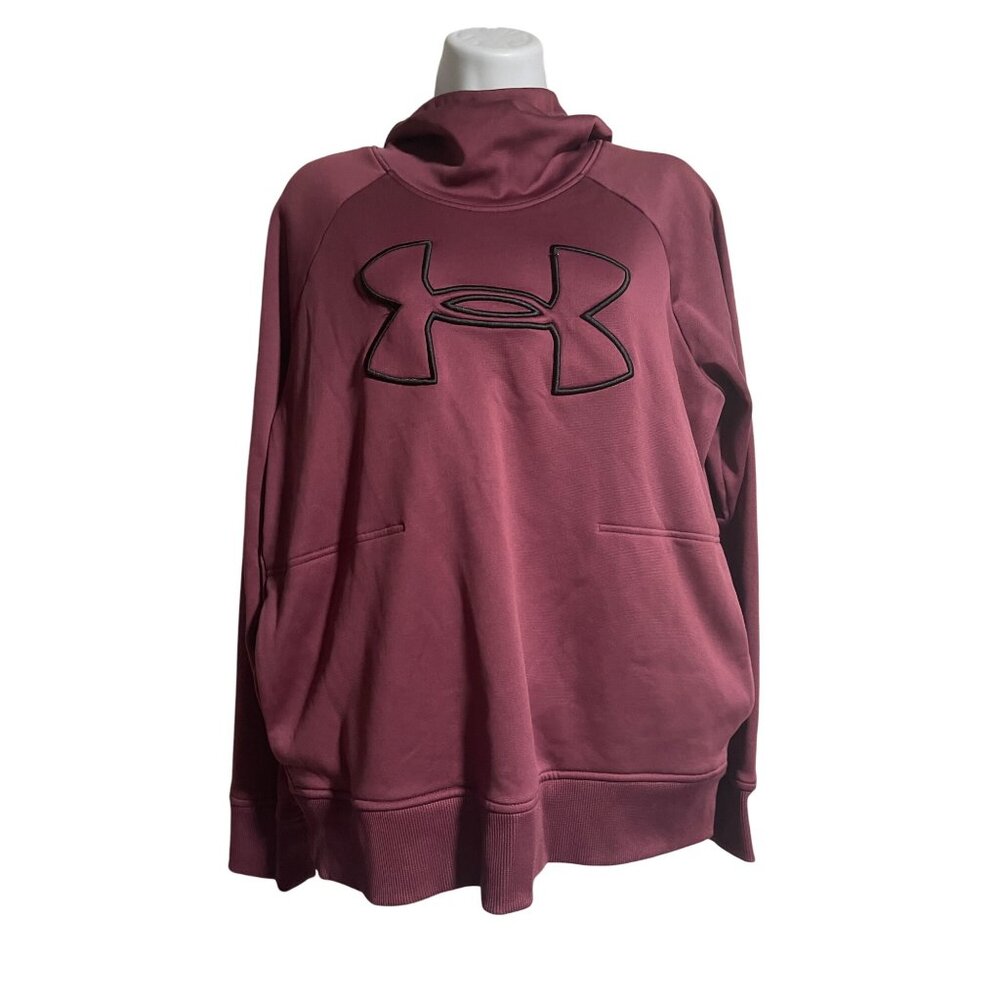 Under Armour Womens ColdGear Burgundy Pullover Sweater Size L Loose Fit